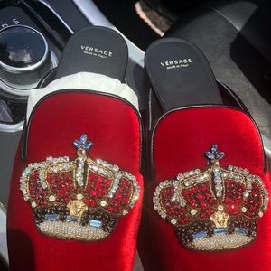 Women’s red Versace slide on shoes